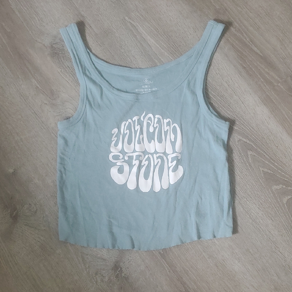 Volcom Women's Light Blue Graphic Tank Top